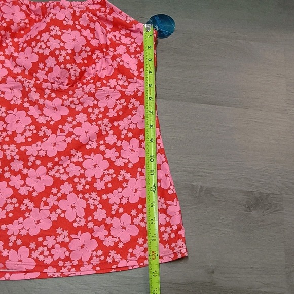 Decree Pink Red Floral Tankini Halter Top Swimsuit Bikini Size 3x - Picture 9 of 9